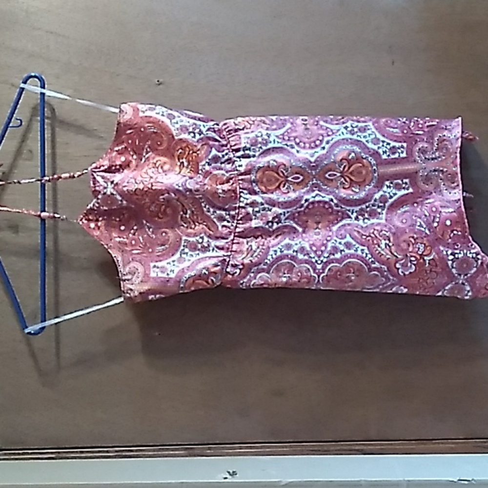 Route Paisley Orange & Pink Silky Halter Top